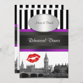 London Skyline BW Strp Lila Kiss P Probe Din Einladung (Vorne/Hinten)