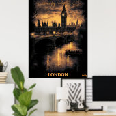 London Skyline - Charcoal Monochrome Art - Urban Poster (Heimbüro)