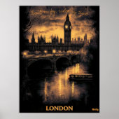 London Skyline - Charcoal Monochrome Art - Urban Poster (Vorne)