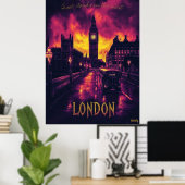 London Skyline - Charcoal Monochrome Art - Urban Poster (Heimbüro)