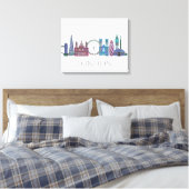 London Skyline Colored Gebäude Leinwanddruck (Insitu (Schlafzimmer))