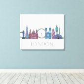 London Skyline Colored Gebäude Leinwanddruck (Insitu (Holzboden))