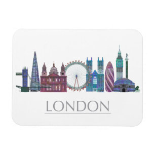 London Skyline Colored Gebäude Magnet