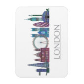 London Skyline Colored Gebäude Magnet (Vertikal)