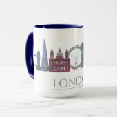 London Skyline Colored Gebäude Tasse (Vorderseite Links)