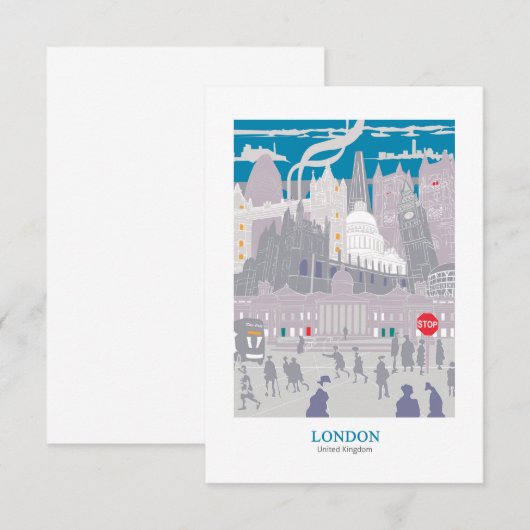 London Skyline Dankeskarte (Vorne/Hinten)