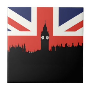 London-Skyline   die britische Flagge Fliese