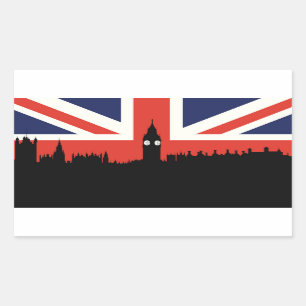 London Skyline   Die britische Flagge Rechteckiger Aufkleber
