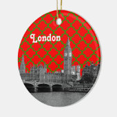 London Skyline Etch Green Quatrefoil BG Xmas Keramikornament (Links)