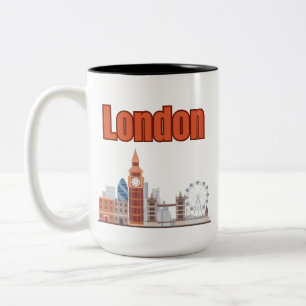 London Skyline Große Schrift Zweifarbig Zweifarbige Tasse