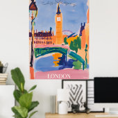 London Skyline mit Iconic Architecture in Fauvist Poster (Heimbüro)