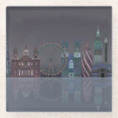 London Skyline Night Reflections Glasuntersetzer (Vorderseite)