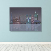 London Skyline Night Reflections Leinwanddruck (Insitu (Holzboden))