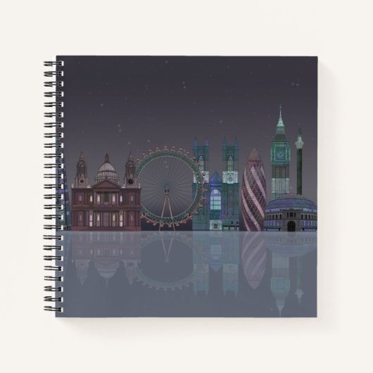 London Skyline Night Reflections Notizblock (Vorderseite)