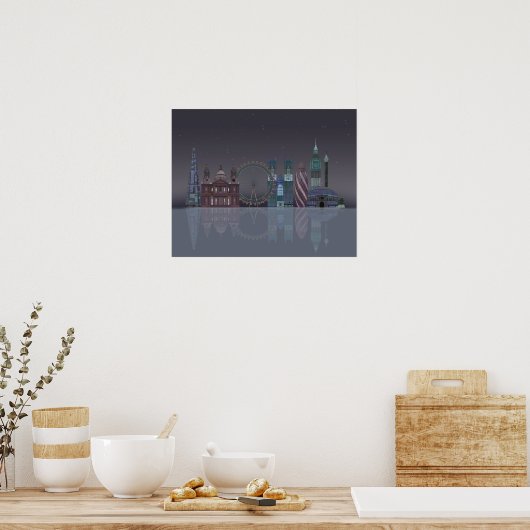London Skyline Night Reflections Poster (Küche)