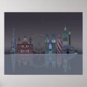 London Skyline Night Reflections Poster (Vorne)