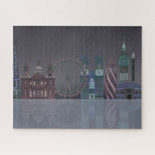London Skyline Night Reflections Puzzle