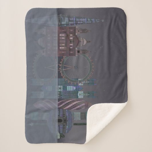 London Skyline Night Reflections Sherpadecke (Vorderseite)