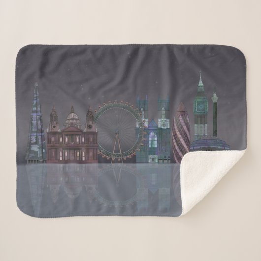 London Skyline Night Reflections Sherpadecke (Vorderseite (Horizontal))
