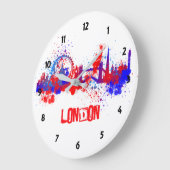 London Skyline Red White Blue Artistic Paint Plats Große Wanduhr (Winkel)