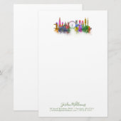 London-Skyline - Regenbogen Briefpapier (Vorne/Hinten)