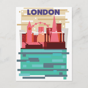 London Skyline Reiseplakat. Ankündigungspostkarte