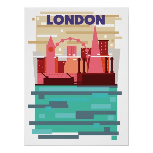 London Skyline Reiseplakat. Poster (Vorderseite)