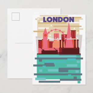 London-Skyline-Reiseposter. Einladungspostkarte