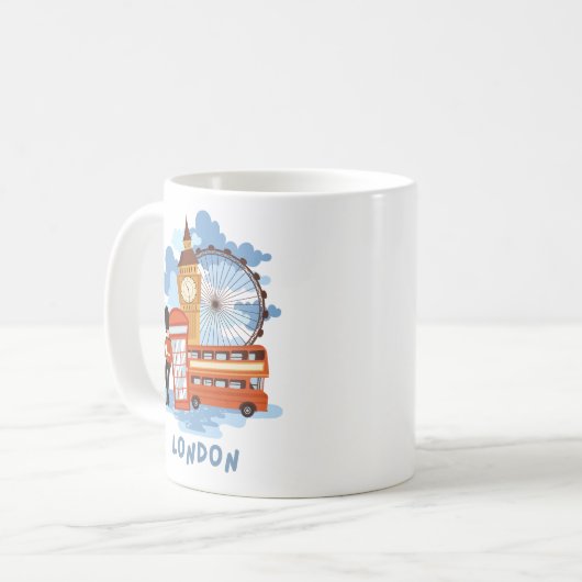London Skyline Retro City Pride Kaffeetasse (Vorderseite Links)
