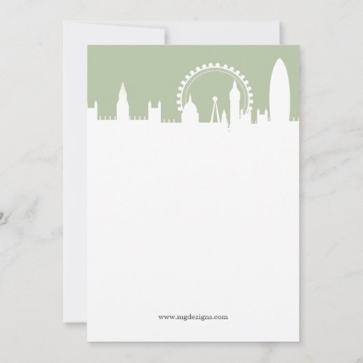 London Skyline Sage Brautparty Invites Einladung (Rückseite)