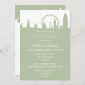 London Skyline Sage Brautparty Invites Einladung (Vorne/Hinten)