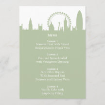 London Skyline Sage Menu Cards