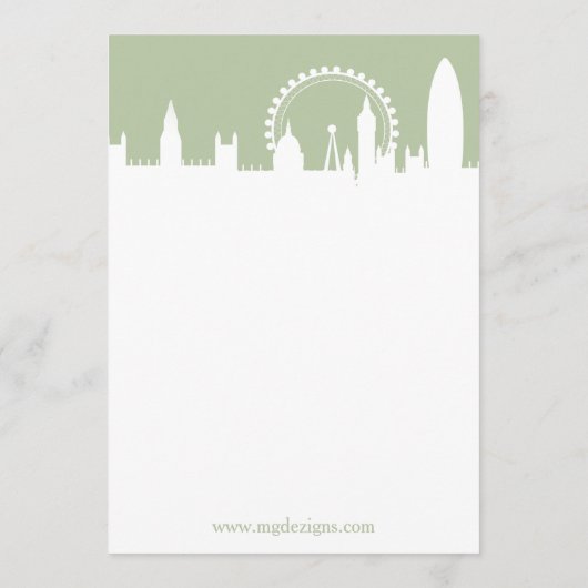 London Skyline Sage Menu Cards Menükarte (Rückseite)