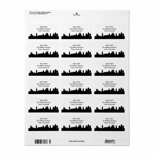 London Skyline Silhouette Cityscape Adressaufkleber (Vorne)