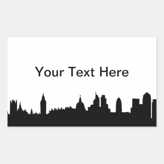 London Skyline Silhouette Cityscape Rechteckiger Aufkleber (Vorderseite)