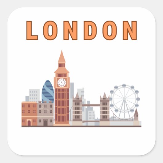 London Skyline Square Stickers (Vorderseite)