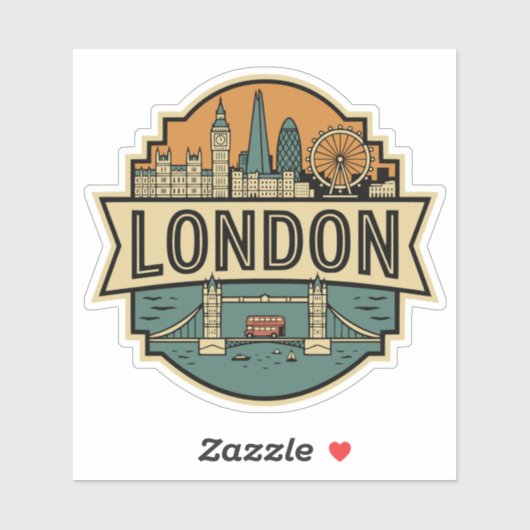 London Skyline UK Vintage Travel Badge Aufkleber (Blatt)