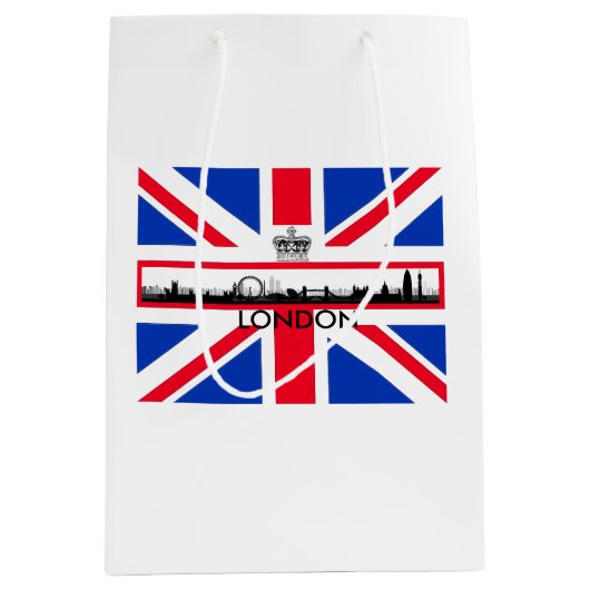London Skyline Union Jack Flag Mittlere Geschenkta Geschenktüte (Vorderseite)