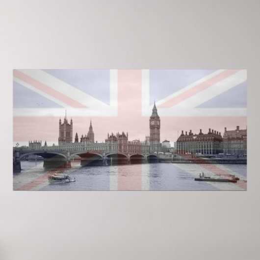 London Skyline Union Jack Flag Poster (Vorne)