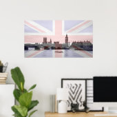 London Skyline Union Jack Flag Poster (Heimbüro)