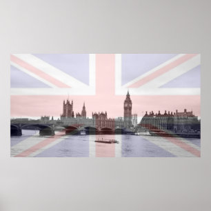 London Skyline Union Jack Flag Poster