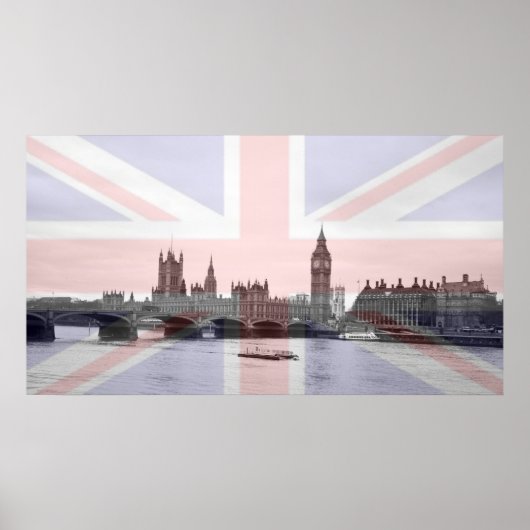 London Skyline Union Jack Flag Poster (Vorne)
