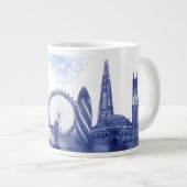 London Skyline - Watercolor Blue Jumbo-Tasse (Vorderseite Rechts)