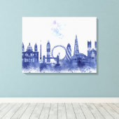 London Skyline - Watercolor Blue Leinwanddruck (Insitu (Holzboden))
