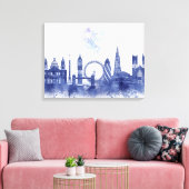 London Skyline - Watercolor Blue Leinwanddruck (Insitu (Wohnzimmer))