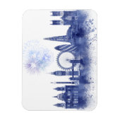 London Skyline - Watercolor Blue Magnet (Vertikal)