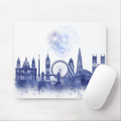 London Skyline - Watercolor Blue Mousepad (Mit Mouse)