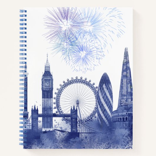 London Skyline - Watercolor Blue Notizblock (Vorderseite)