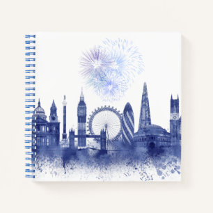 London Skyline - Watercolor Blue Notizblock