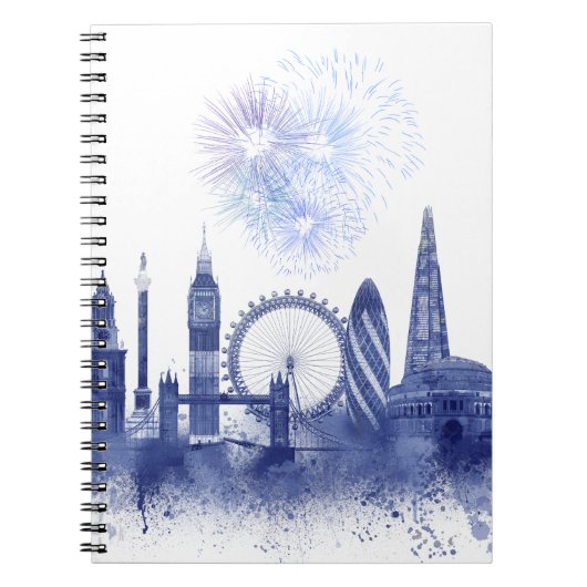 London Skyline - Watercolor Blue Notizblock (Vorderseite)